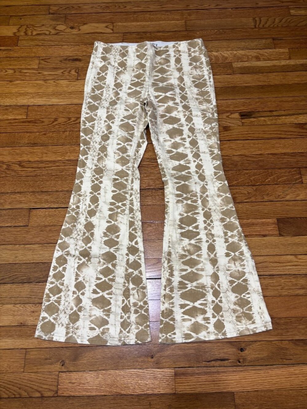 We the Free People Womens Pants Size 33 Beige Geometric Flare Bell Bottom